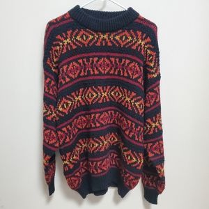 Vintage | Aztec Geometric Chunky Knit Sweater XL